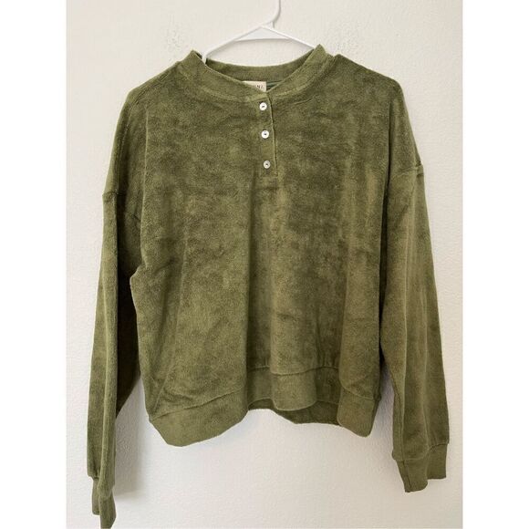 Donni Terry Henley Sweatshirt NWT NEW - Picture 2 of 8